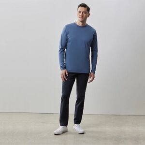 Robert Barakett Montreal Long Sleeve Pima Cotton high crew Tshirt Blue XL